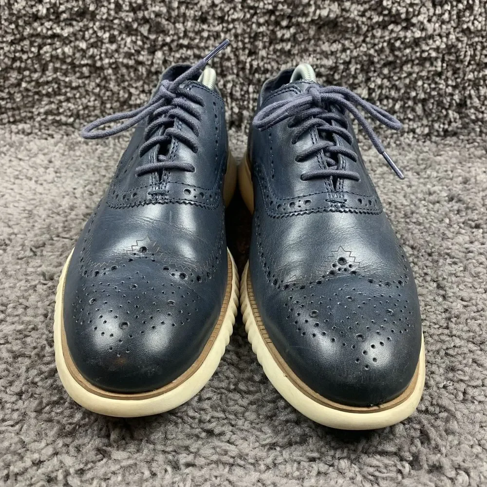 Cole Haan 2.Zerogrand Wing Ox Shoes Men 11 M Navy Leather Ivory Casual